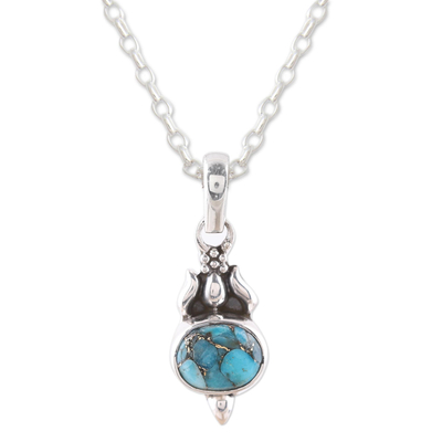 Sterling Silver and Composite Turquoise Necklace from India