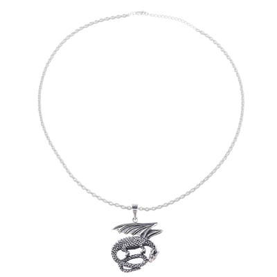 Halskette mit Anhänger aus Sterlingsilber - Halskette mit Drachenanhänger aus Sterlingsilber aus Indien