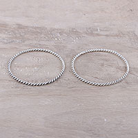 Sterling silver bangle bracelets, Rope Flair (pair)