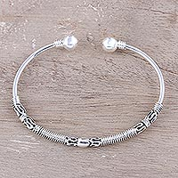 Sterling silver cuff bracelet, 'Creative Bliss'