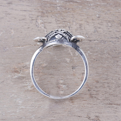 Sterling silver cocktail ring, 'Delighted Elephant' - Handcrafted Sterling Silver Smiling Elephant Cocktail Ring