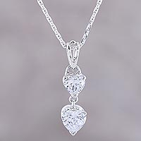 Sterling silver pendant necklace, 'Glittering Heart'