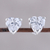 Sterling silver stud earrings, 'Glittering Heart' - Sterling Silver and CZ Heart Stud Earrings from India thumbail