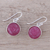 Quartz dangle earrings, 'Blissful Rose' - Rose Flower Quartz Dangle Earrings from India (image 2b) thumbail