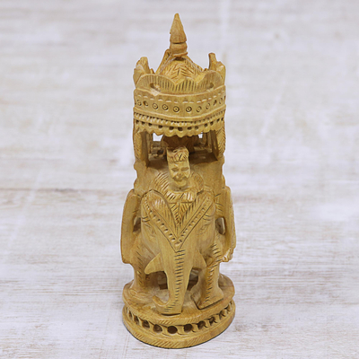 estatuilla de madera - Figura de elefante de madera de Kadam tallada a mano de la India