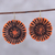 Bone dangle earrings, 'Grand Bloom in Orange' - Handcrafted Orange Buffalo Bone Flower Dangle Earrings thumbail