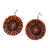 Bone dangle earrings, 'Grand Bloom in Orange' - Handcrafted Orange Buffalo Bone Flower Dangle Earrings (image 2c) thumbail