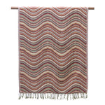 Viscose blend shawl, 'Mystical Waves' - Jacquard Wave Pattern Viscose Blend Shawl from India