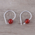 Carnelian drop earrings, 'Warm Rays' - 925 Sterling Silver and Carnelian Earrings from India (image 2b) thumbail