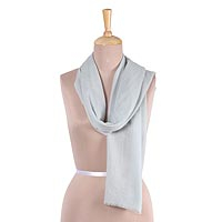 Wool scarf, 'Smart in Celadon' - Handwoven Wool Scarf in Celadon from India