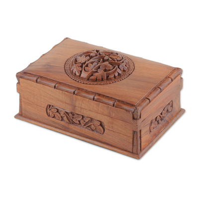 Handcrafted Walnut Wood Jewelry Box from India