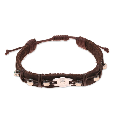 Metal Accent Leather Wristband Bracelet from India