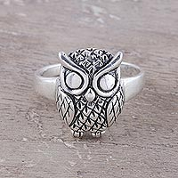 Sterling silver cocktail ring, 'Night King'