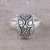 Sterling silver cocktail ring, 'Night King' - Sterling Silver Owl Cocktail Ring from India (image 2) thumbail