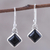 Onyx dangle earrings, 'Happy Kites in Black' - Square Onyx Dangle Earrings Crafted in India (image 2) thumbail
