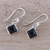 Onyx dangle earrings, 'Happy Kites in Black' - Square Onyx Dangle Earrings Crafted in India