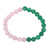 Rose quartz and green onyx beaded stretch bracelet, 'First Blush' - Rose Quartz and Green Onyx Elastic Beaded Bracelet