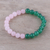 Rose quartz and green onyx beaded stretch bracelet, 'First Blush' - Rose Quartz and Green Onyx Elastic Beaded Bracelet