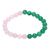 Rose quartz and green onyx beaded stretch bracelet, 'First Blush' - Rose Quartz and Green Onyx Elastic Beaded Bracelet