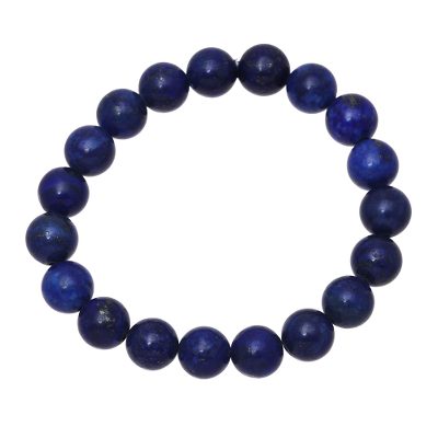 Handmade Lapis Lazuli Elastic Beaded Bracelet from India