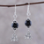 Onyx dangle earrings, 'Lotus Passion' - Onyx Lotus Flower Dangle Earrings from India (image 2) thumbail
