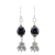 Onyx dangle earrings, 'Lotus Passion' - Onyx Lotus Flower Dangle Earrings from India thumbail