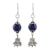 Lapis lazuli dangle earrings, 'Lotus Passion' - Lapis Lazuli Lotus Dangle Earrings from India thumbail