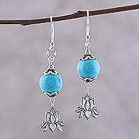 Sterling silver dangle earrings, 'Lotus Passion'