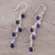 Amethyst dangle earrings, 'Juicy Vine' - Sterling Silver and Amethyst Dangle Earrings from India (image 2b) thumbail
