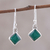 Onyx dangle earrings, 'Happy Kites in Green' - Square Green Onyx Dangle Earrings from India (image 2) thumbail