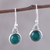 Onyx dangle earrings, 'Happy Glow' - Round Green Onyx Dangle Earrings from India (image 2) thumbail