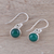 Onyx dangle earrings, 'Happy Glow' - Round Green Onyx Dangle Earrings from India (image 2b) thumbail