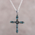 Sterling silver pendant necklace, 'Vibrant Cross' - 925 Sterling Silver and Composite Turquoise Cross Necklace (image 2) thumbail