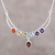 Multi-gemstone pendant necklace, 'Peaceful Crescent' - Handmade Sterling Silver and Multi-Gemstone Chakra Necklace thumbail
