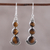 Tiger's eye dangle earrings, 'Triple Glow' - Tiger's Eye and Sterling Silver Dangle Earrings from India (image 2) thumbail