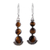 Tiger's eye dangle earrings, 'Triple Glow' - Tiger's Eye and Sterling Silver Dangle Earrings from India thumbail