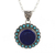 Lapis lazuli pendant necklace, 'Glamorous Bloom' - Lapis Lazuli and Composite Turquoise Pendant Necklace thumbail