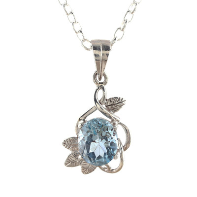 Blue topaz pendant necklace, 'Shimmering Daybreak' - Handcrafted Blue Topaz and Sterling Silver Pendant Necklace