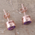 Rose gold plated amethyst stud earrings, 'Sparkling World' - 22k Rose Gold Plated Faceted Amethyst Stud Earrings (image 2b) thumbail