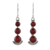 Carnelian dangle earrings, 'Triple Gleam' - Round Carnelian and Sterling Silver Dangle Earrings thumbail