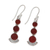 Carnelian dangle earrings, 'Triple Gleam' - Round Carnelian and Sterling Silver Dangle Earrings (image 2c) thumbail