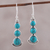 Composite turquoise dangle earrings, 'Triple Gleam' - Round Sterling Silver and Composite Turquoise Earrings (image 2) thumbail