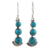 Composite turquoise dangle earrings, 'Triple Gleam' - Round Sterling Silver and Composite Turquoise Earrings thumbail