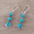 Composite turquoise dangle earrings, 'Triple Gleam' - Round Sterling Silver and Composite Turquoise Earrings (image 2b) thumbail