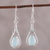 Chalcedony dangle earrings, 'Droplet Flair' - Drop-Shaped Blue Chalcedony Dangle Earrings from India (image 2) thumbail