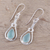 Chalcedony dangle earrings, 'Droplet Flair' - Drop-Shaped Blue Chalcedony Dangle Earrings from India (image 2b) thumbail
