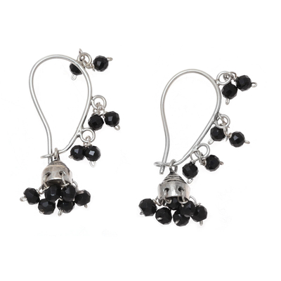 Faceted Onyx Chandelier Earrings from India - Music | NOVICA