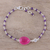 Multi-gemstone pendant bracelet, 'Colorful Elegance in Pink' - Multi-Gemstone Link Pendant Bracelet in Pink from India (image 2) thumbail