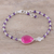 Multi-gemstone pendant bracelet, 'Colorful Elegance in Pink' - Multi-Gemstone Link Pendant Bracelet in Pink from India (image 2b) thumbail