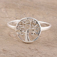 Sterling silver band ring, Framed Tree
